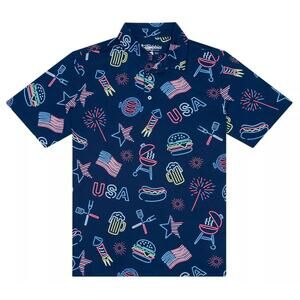 Chubbies Men's Lightweight Performance Polo, Medium, Patriotic Lights
